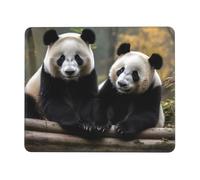 POCUK Two Big Pandas Mouse Pad Office Desk Mat Writing Mat With Lock Edge Gaming Mouse Pad