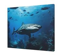 POCUK Underwater Wildlife Painting 20x24in Wall Art Canvas Prints Picture Modern Artwork Poster Decorate