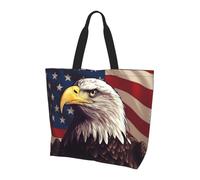 POCUK Usa Flag And Eagle Shoulder Bag Large Capacity Handheld Storage Bag