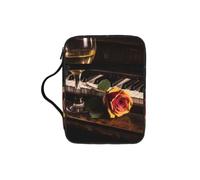 POCUK Vintage Rose and Wine On The Piano Bible Storage Bag Carrying Book Case Church Bag Bible Protective with Handle