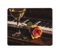 POCUK Vintage Rose And Wine On The Piano Mouse Pad Office Desk Mat Writing Mat With Lock Edge Gaming Mouse Pad