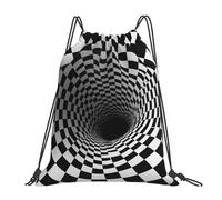 POCUK Visual Illusions Drawstring Backpack Outdoor Portable Backpack Simple Casual Travel Beach School Bag