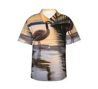 POCUK Wild Goose by The Bridge Mens Hawaiian Short Sleeve Shirt Summer Cool Daily Wear Beach Outdoor Black
