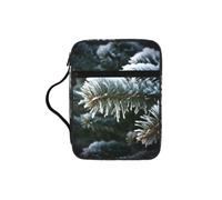 POCUK Winter Frost On Spruce Tree Bible Storage Bag Carrying Book Case Church Bag Bible Protective with Handle
