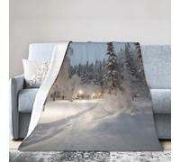 POCUK Winter Park Multi-Code Ultra-Soft Flannel Blanket (Vertical Style) Sofa Bed Chair Home Decorative