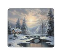 POCUK Winter Snow Scene Mouse Pad Office Desk Mat Writing Mat With Lock Edge Gaming Mouse Pad
