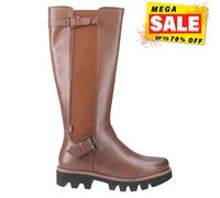 Pod Aleena Chic Designer Fashion Leather Tall Boots Womens Tan