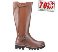 Pod Aleena Chic Designer Fashion Leather Tall Boots Womens Tan