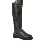 Pod Hannah Black Ladies Elasticated Leather Zip-Up Knee High Boots