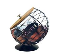Pod Holder - Coffee Pad Holder, Iron Basket, 16.5 x 15.5 cm, Capsule Basket, Coffee Capsule Storage with Large Capacity, Metal Organiser with Lid, Beveled Mouth Worktop Holder for Kitchen