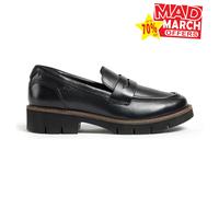 Pod Kaltin Womens Leather Shoes Slip On Casual Designer Loafers Black