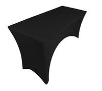 pod linen 25 colours available spandex stretch cover tablecloth for 6ft table 1SIDE ARCHED/BUFFET/DJ 183x75x75cm (black)