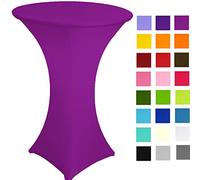 pod linen Spandex Poseur Table stretch Cover Cocktail Tablecloth Ø 60 cm 4 legs (purple grape)