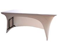 pod linen WHITE spandex stretch cover tablecloth for 4ft foot table 1 SIDE ARCHED DJ BUFFET BAR