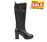 Pod Nitika Womens Fashion Designer Leather Platform Knee-High Long Boots Black