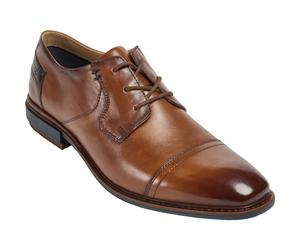 Pod Savage Leather/Textile Mens Cognac Lace-Up Shoes - Brown - Size UK 11