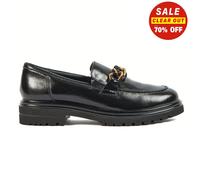 Pod Tate Womens Leather Loafers Semi Formal Smart Shoes Black