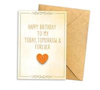 Podagree (5.3x8 Inch) Happy Birthday To My Today Tomorrow Forever Card Romantic Love Message Minimalist Heart Design Sweet Sentimental Greeting Folded Card with Envelope