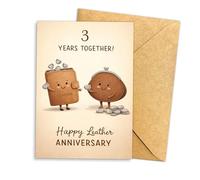 Podagree (5.3x8 Inch) Happy Leather Anniversary Card, 3 Years Married to You, Cute Wallet and Heart Design, Leather Anniversary Greeting, Funny and Sweet, Blank Inside, Folded Card with Envelope 2