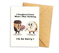Podagree (5.3x8in I Doughnut Know What I Was Thinking Sorry Card, Funny Donut Apology Greeting Card, Cute Food Pun Sorry Card for Partner Friend, Folded Card with Envelope