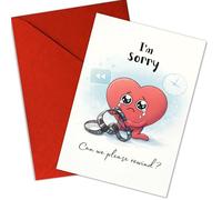 Podagree (5.3x8in I’m Sorry Can We Please Rewind Card, Cute Crying Heart Apology Greeting Card, Emotional Sorry Card for Partner Friend, Folded Card with Envelope