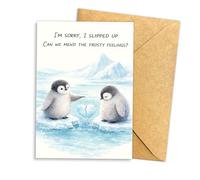 Podagree (5.3x8in I’m Sorry I Slipped Up Apology Card, Cute Penguin Reconciliation Greeting Card, Sweet Sorry Card for Partner Friend, Folded Card with Envelope