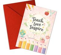 Podagree (5.3x8in Teach Love Inspire, Funny and Sweet Teacher Appreciation Card, Heartfelt Message Thank You Card for Teachers, Educators, Mentors, Back to School Gift, Single Folded with Envelope