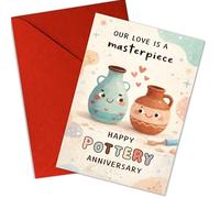 Podagree 9th Wedding Anniversary Card for Husband and Wife Cute Funny Pottery Anniversary Greeting Card Humour Ninth Anniversary for Him and Her