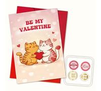 Podagree Cat Valentines Day Cards, Cute Valentines Day Gifts for Her Him, Cat Valentines Day Card Gifts for Wife Husband Boyfriend Girlfriend, Couples Be My Valentine Cards