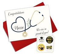 Podagree Congratulations Nurse Graduation Card with Evelope and Stickers, Nursing Student RN We Are So Proud Of You Medical Appreciation Greeting Card Gift For Registered Nurse Graduation, 8x5.3 Inch
