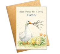 Podagree Easter Greeting Card, Happy Easter Card with Bunny and Eggs, Spring Religious Easter Card, Cute Easter Holiday Card for Friends, Family, Kids, Church- 8x5.3 Inch with Envelope (Easter4)