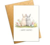 Podagree Easter Greeting Card, Happy Easter Card with Bunny and Eggs, Spring Religious Easter Card, Cute Easter Holiday Card for Friends, Family, Kids, Church- 8x5.3 Inch with Envelope (Easter6)