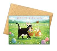 Podagree Easter Greeting Card, Happy Easter Card with Bunny and Eggs, Spring Religious Easter Card, Cute Easter Holiday Card for Friends, Family, Kids, Church- 8x5.3 Inch with Envelope (Easter20)