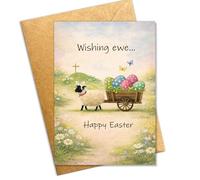 Podagree Easter Greeting Card, Happy Easter Card with Bunny and Eggs, Spring Religious Easter Card, Cute Easter Holiday Card for Friends, Family, Kids, Church- 8x5.3 Inch with Envelope (Easter7)