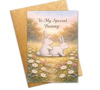 Podagree Easter Greeting Card, Happy Easter Card with Bunny and Eggs, Spring Religious Easter Card, Cute Easter Holiday Card for Friends, Family, Kids, Church- 8x5.3 Inch with Envelope (Easter1)