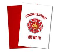 Podagree Firefighter Congratulations Card, You Did It Fire Dept Badge Design, Fire Academy Graduation Card, First Responder Gift, 8 x 5.3 Inches