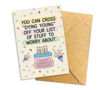 Podagree Funny Birthday Card Dying Young Humor Quote Cake Illustration Sarcastic Birthday Message for Friend Him or Her Gift Single 5.3'' x 8'' Folded with Envelope
