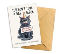Podagree Funny Cat Birthday Greeting Card, Birthday Is a Hoax Card, Sarcastic Cat Birthday Card for Adults, Humor Birthday Single 5.3''x 8'' Folded with Envelope