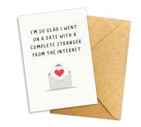 Podagree Funny Internet Date Valentine’s Day Card from Girlfriend or Boyfriend, Glad I Went on a Date with a Stranger Online, Cute Romantic Greeting Card 8x5.3 Inch With Envelope