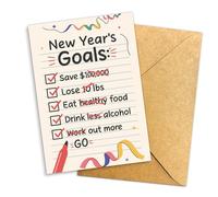 Podagree Funny New Year Goals Card Humor Checklist Design Sarcastic Celebration Greeting for Friends Coworkers Adults Witty Resolutions New Year 2026 Card 5.3''x8'' Folded with Envelope