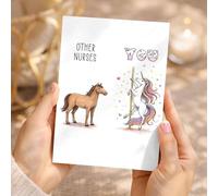 Podagree Funny Nurse Appreciation Card with Envelope 8x5.3 Inches - Other Nurses vs You, Cute Unicorn and Horse Design, Humorous Gift for Nurse, Greeting Card