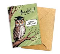 Podagree Graduation Greeting Card, You Did It Graduation Card, Cute Owl Graduation Congratulations Card, Funny Grad Card for Student Single 5.3''x 8'' Folded with Envelope