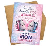 Podagree Happy 6th Anniversary Card, Iron Anniversary Card for Husband Wife, 6 Years Anniversary Card Gift for Him Her, Sixth Wedding Anniversary Card, Our Love Smooths Life’s Wrinkles