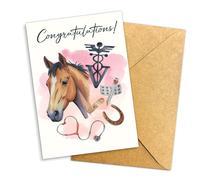Podagree Horse Veterinarian Congratulations Greeting Card, Equine Vet Congratulations Card, Veterinary Graduation or Career Achievement Card for Horse Doctor Single 5.3''x 8'' Folded with Envelope