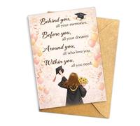 Podagree Inspirational Graduation Greeting Card, Behind You Before You Around You Within You Card, Meaningful Graduation Card for Graduate, Daughter, Student Single 5.3''x 8'' Folded with Envelope