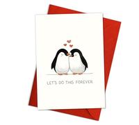 Podagree Let’s Do This Forever Love Greeting, Adorable Couple Penguins Illustration, Perfect for Romantic Couples, Single 5.3''x8'' Folded with Envelope