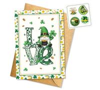 Podagree Love Funny and Sweet St Patrick’s Day Card Gnome Clover Irish Design for Partner or Loved One Heartfelt Message Lucky Holiday Gift Single 5.3'' x 8'' Folded with Envelope