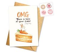 Podagree OMG There Is Hare In Your Cake Funny Birthday Card Cute Rabbit Cake Pun Design for Birthday Celebration Humorous Message Birthday Gift Single 5.3'' x 8'' Folded with Envelope