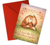 Podagree Romantic Fox Valentine's Day Card for him Her, Anniversary Card for Husband Wife GF BF, Sweet Birthday Cards for Couple, I Love This Life We Share Together