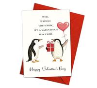 Podagree Valentine’s Day Penguin Card - Funny ‘Well Waddle You Know’ Cute Penguin Love Pun, Anniversary Card for Him or Her, Romantic Greeting Card - Single 5.3''x8'' with Envelope
